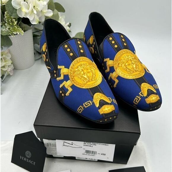 Men’s Versace medusa head silk slippers, size 43 made in Italy - Picture 1 of 10